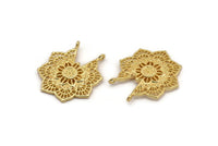 Gold Ethnic Charm, Gold Plated Brass Ethnic Charm With 2 Loops, Earrings, Findings, Pendants (31x28mm) N0836