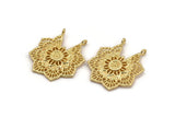 Gold Ethnic Charm, Gold Plated Brass Ethnic Charm With 2 Loops, Earrings, Findings, Pendants (31x28mm) N0836