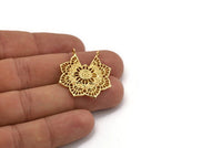 Gold Ethnic Charm, Gold Plated Brass Ethnic Charm With 2 Loops, Earrings, Findings, Pendants (31x28mm) N0836