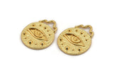 Round Eye Pendant, Gold Plated Brass Round Eye Charm Pendant, Earrings, Findings (28x23mm) N0878