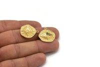 Gold Eye Charm, Gold Plated Brass Eye Charm With 1 Loop, Pendants, Earrings (23x21x1.5mm) N1074
