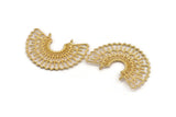 Gold Ethnic Pendant, Gold Plated Brass Ethnic Motif Pendant With 2 Loops, Findings, Earrings, Charms (56x20mm) N0871