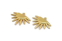 Gold Sun Charm, Gold Plated Brass Sunshine Charm With 1 Loop, Pendants, Earrings (29x22x1.5mm) N1050