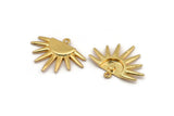 Gold Sun Charm, Gold Plated Brass Sunshine Charm With 1 Loop, Pendants, Earrings (29x22x1.5mm) N1050
