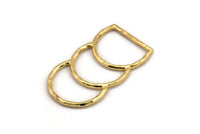 D Shape Connector, Gold Plated Brass D Shape Charm, Connectors, Rings (46x25x2mm) N0964