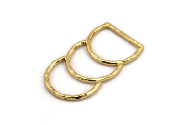 D Shape Connector, Gold Plated Brass D Shape Charm, Connectors, Rings (46x25x2mm) N0964