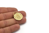 Round Hand Pendant, Gold Plated Brass Round Hand Charm Pendant, Earrings, Findings (28x23mm) N0877