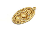 Gold Oval Pendant, 2 Gold Plated Brass Oval Pendants With 1 Loop, Earrings, Findings (29x16x1mm) N1094