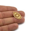 Gold Oval Pendant, 2 Gold Plated Brass Oval Pendants With 1 Loop, Earrings, Findings (29x16x1mm) N1094