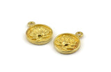 Brass Flower Charm, Raw Brass Flower Charm Earrings With 1 Loop, Pendants, Findings (13mm) N0881