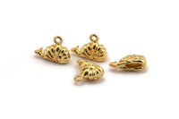 Gold Snail Charm, 2 Gold Plated Brass Snail Charm With 1 Loop, Findings (12x9mm) N0896