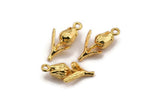 Gold Rose Charm, 2 Gold Plated Brass Flower Charm With 1 Loop, Pendants, Findings (18x8mm) N0868
