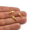 Gold Rose Charm, 2 Gold Plated Brass Flower Charm With 1 Loop, Pendants, Findings (18x8mm) N0868