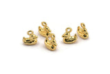 Gold Duck Charm, 6 Gold Plated Brass Duck Charm With 1 Loop, Findings (8mm) N0895