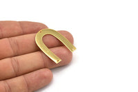 Gold Geometric Charm, 2 Gold Plated Brass U Shaped Pendants With 3 Holes, Charms, Findings (35x27x0.50mm) D0614