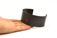 Gothic Black Cuff, 1 Oxidized Brass Black Large Cuff With 4 Holes (35x190x1mm) T112 BRC138