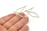 Silver Diamond Charm, 12 Antique Silver Plated Brass Rhombus Charms With 1 Loop, Earrings, Findings (42x14x0,60mm) D0773