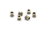 Silver Tube, 8 Antique Silver Plated Brass Industrial Tubes, Spacer Beads, Findings (7x6mm) D0144