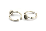 Silver Ring Settings, 2 Antique Silver Plated Brass Oval Ring With 1 Stone Setting - Pad Size 6x8mm N1558