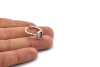 Silver Ring Settings, 2 Antique Silver Plated Brass Oval Ring With 1 Stone Setting - Pad Size 6x8mm N1558