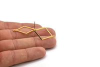 Gold Diamond Earring, 4 Gold Plated Brass Rhombus Stud Earrings With 1 Loop (29x17x0.60mm) D1227 A1406