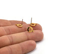 Gold Circle Earring, 6 Gold Plated Brass Circle Stud Earrings With 1 Loop (11x8x0.80mm) M041 A1489