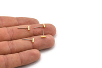 Rectangle Bar Stud, 8 Gold Plated Brass Flat Bar Stud With Stainless Steel Earring Posts, Ear Studs (6x14mm) E340