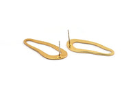Gold Irregular Earring, 4 Gold Plated Brass Irregular Stud Earrings (32x13x1mm) D0723 A1488
