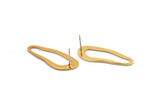Gold Irregular Earring, 4 Gold Plated Brass Irregular Stud Earrings (32x13x1mm) D0723 A1488