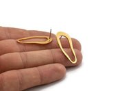 Gold Irregular Earring, 4 Gold Plated Brass Irregular Stud Earrings (32x13x1mm) D0723 A1488