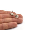 Silver Earring Post, 4 Antique Silver Plated Brass Star Earring Posts With 1 Loop (14x15mm) BS 2437