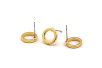 Gold Circle Earring, 6 Gold Plated Brass Circle Stud Earrings (9x1.5mm) D0547 A2041