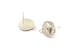 Silver Eye Earring, 2 925 Silver Brass Eye Stud Earrings With 1 Loop (13x15mm) N1170