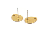 Gold Drop Earring, 4 Gold Plated Brass Drop Stud Earrings With 1 Hole (12x0.70mm) M01525 A2449
