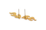 Gold Fire Earring, 8 Gold Plated Brass Fire Shaped Stud Earrings (17x8x0.80mm) A2727