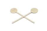 Silver Round Blank, 4 Antique Silver Plated Brass Round Stick Blanks, Findings (64x15x2x1mm) D980