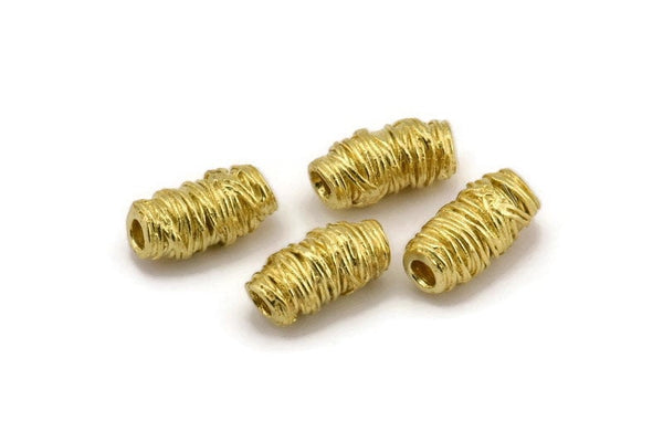 Brass Spool Beads, Raw Brass Spool Shaped Beads (16x8mm) N0226