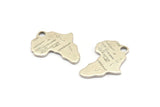 Silver Africa Charm, 4 Antique Silver Plated Brass African Continent Pendants With 1 Hole, Findings (24x16x1.2mm) D979