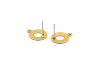 Gold Circle Earring, 6 Gold Plated Brass Circle Stud Earrings With 1 Loop, Findings (15x12x0.80mm) M043 A1490