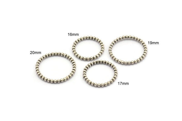 Brass Circle Connector, Antique Silver Plated Brass Circle Rings 16 - 17 - 18 - 19 - 20mm N0265 Q0169