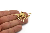 Gold Sun Charm, Gold Plated Brass Sunshine Charm With 1 Loop, Pendant - Pad Size 10mm (50x35x1.5mm) N1217