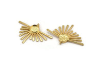 Gold Sun Charm, Gold Plated Brass Sunshine Charm With 1 Loop, Pendant - Pad Size 10mm (50x35x1.5mm) N1217