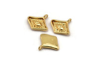 Gold Eye Charm, 4 Gold Plated Brass Eye Charms With 1 Loop, Pendants, Earrings (15x14x2mm) F-95