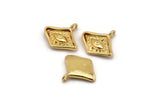 Gold Eye Charm, 4 Gold Plated Brass Eye Charms With 1 Loop, Pendants, Earrings (15x14x2mm) F-95