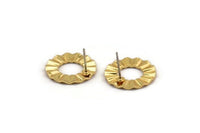Gold Ring Earring, 2 Gold Plated Brass Ring Stud Earrings (18x1mm) D893 A1168