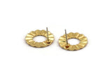 Gold Ring Earring, 2 Gold Plated Brass Ring Stud Earrings (18x1mm) D893 A1168
