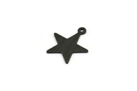 Black Star Charm, 12 Textured Oxidized Black Brass Star Charms With 1 Loop (18x16x0.80mm) M01578
