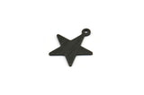 Black Star Charm, 12 Textured Oxidized Black Brass Star Charms With 1 Loop (18x16x0.80mm) M01578