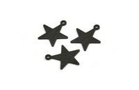 Black Star Charm, 12 Textured Oxidized Black Brass Star Charms With 1 Loop (18x16x0.80mm) M01578