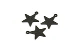 Black Star Charm, 12 Textured Oxidized Black Brass Star Charms With 1 Loop (18x16x0.80mm) M01578
